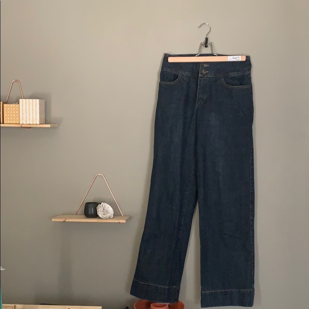 dark vintage high waist straight/wide leg jeans